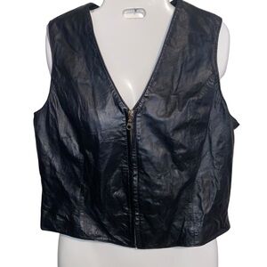 Wilsons Leather Vest Womens Large Maxima Black Vintage Zip Up Biker Motorcycle
